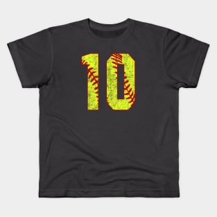 Fastpitch Softball Number 10 #10 Softball Shirt Jersey Uniform Favorite Player Biggest Fan Kids T-Shirt